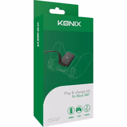 Konix 61881182048, Kit chargeur, Xbox 360, Noir, Chargement, Hybrides nickel-métal (NiMH), 3 m