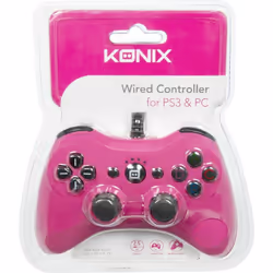 Konix 3328170240918 accessoire de jeux vidéo Rose USB Manette de jeu Analogique/Numérique PC, Playstation 3