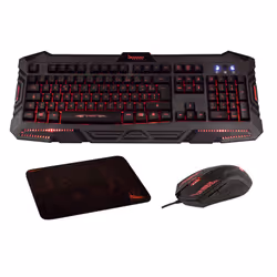 Konix Gamer Pack Raider, Taille réelle (100 %), USB, AZERTY, Noir, Rouge, Souris incluse