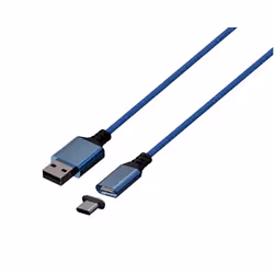 Konix Câble de charge magnétique bleu - Mythics, 3 m, USB A, USB C, Bleu