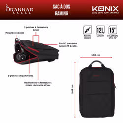 Konix Sac à dos gaming PC Bjorn – Drakkar - Vue supplémentaire 6