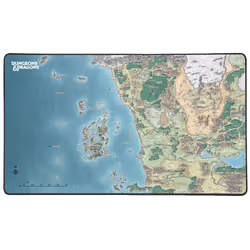 Konix Tapis de souris Faerun Map XXL Dungeons & Dragons, Multicolore, Image, Base antidérapante, Tapis de souris de jeu