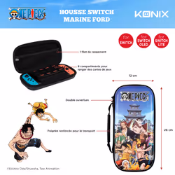 Konix One Piece – Marineford Boîtier robuste Nintendo Nylon, Polyvinyl chloride (PVC) Bleu, Multicolore