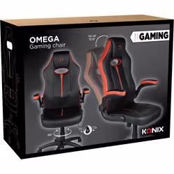 Konix Fauteuil gaming Omega, Siège de jeu universel, 150 kg, 120 cm, 130 cm, Noir/Rouge, Nylon