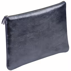 Clairefontaine Astuccio trousse piatta in pelle iridescente. Blu petrolio