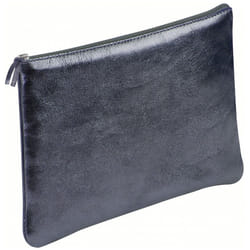 Clairefontaine Astuccio trousse piatta in pelle iridescente. Blu petrolio étui compact pour maquillage