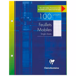 Feuillets mobiles - CLAIREFONTAINE - 17x22 cm - 100 pages - Quadrillage 5x5 - Étui inclus