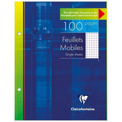 Feuillets mobiles - CLAIREFONTAINE - 17x22 cm - 100 pages - Quadrillage 5x5 - Étui inclus