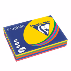 Clairefontaine 1704SC, Impression laser/jet d'encre, A4 (210x297 mm), 500 feuilles, 80 g/m², Bleu, Vert, Orange, Rose, Jaune, ...