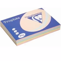 Papier - CLAIREFONTAINE - Trophée - A3 - 80g - Couleurs assorties pastel - 500 feuilles