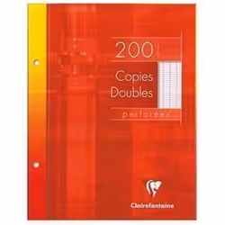 Paquet 100 pages copies doubles blanches perforées gros carreaux Clairefontaine 17/22