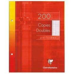 Paquet 100 pages copies doubles blanches perforées gros carreaux Clairefontaine 17/22