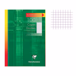 paquet de copies doubles Non perforées blanches Clairefontaine petits carreaux A4 90 gr