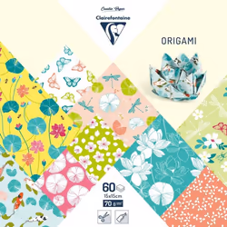 Clairefontaine Papiers origami Nénuphars 15 x 15 cm, Papier, Multicolore, Motif, Carré, 70 g/m², 150 mm