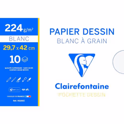 Clairefontaine 3329680961867, Monochromatique, Blanc, 12 feuilles, 125 g/m², Adulte