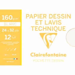 Clairefontaine 3329680962772, papier d'art, 160 g/m², 12 feuilles