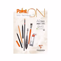 Papier - CLAIREFONTAINE - Bloc PaintOn 250g A2 blanc - Multitechnique - Épais - Lisse