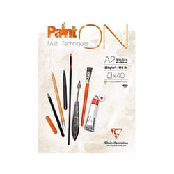Papier - CLAIREFONTAINE - Bloc PaintOn 250g A2 blanc - Multitechnique - Épais - Lisse