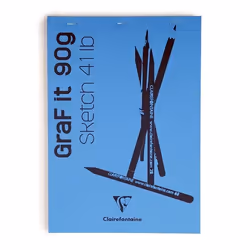 Bloc croquis A4 Graf It bleu broché 80 feuilles détachables 90g