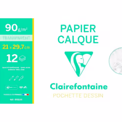 Clairefontaine 97853C, A4 (210x297 mm), 90 g/m², 12 feuilles, Transparent