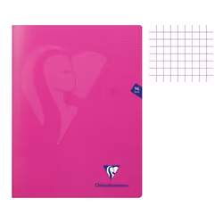 Cahier polypro Mimesys - Clairefontaine - 24x32 cm - 96 pages - Petits carreaux 5x5 - Rose