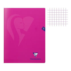 Cahier polypro Mimesys - Clairefontaine - 24x32 cm - 96 pages - Petits carreaux 5x5 - Rose