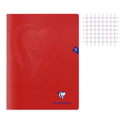 Cahier - Clairefontaine - MIMESYS - 240 x 320 mm - 96 pages - Petits carreaux - Rouge