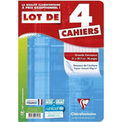 CLAIRE FONTAINE 4 cahiers Grands Carreaux 21*297