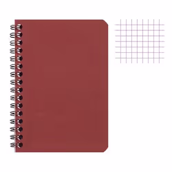 Carnet - 9x14 cm - Petits carreaux - 100 pages - Couverture rouge - Spirale