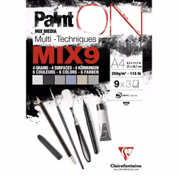 Clairefontaine Assorti Papier Multi-Techniques PaintON 250g - Carte Souple - 21 X 29,7 Cm, papier d'art, 250 g/m², 27 feuille ...