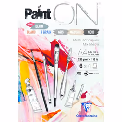 Clairefontaine Assorti Papier Multi-Techniques PaintON 250g - Carte Souple - 21 X 29,7 Cm, papier d'art, 250 g/m², 24 feuille ...