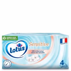 Mouchoirs - LOTUS - Sensitive - 4 épaisseurs - Ultra doux - 80 mouchoirs