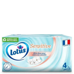 Mouchoirs - LOTUS - Sensitive - 4 épaisseurs - Ultra doux - 80 mouchoirs