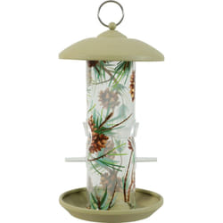 Zolux - Mangeoire silo en plastique avec 2 perchoirs décorée vert pour oiseaux