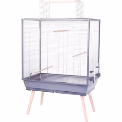 ZOLUX Cage grillagée surélevée pour oiseau - Pour perruche calopsitte canari - 81 x 48 x 130 cm - Néolife - Gris