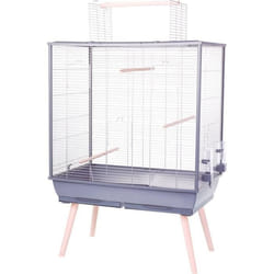 ZOLUX Cage grillagée surélevée pour oiseau - Pour perruche calopsitte canari - 81 x 48 x 130 cm - Néolife - Gris