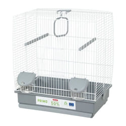 Cage pour oiseaux - Carla - Plastique recyclé - 2 perchoirs - 2 mangeoires - Balançoire