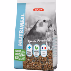 Aliment composé pour grande perruche. Elaborée en France. Composée à 100% de matières 1ères d'origine naturelle. Sans coloran ...