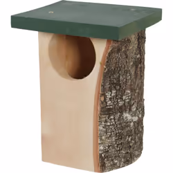 Nichoir en bois massif entrée ø 8 cm environ pour oiseaux rouge gorge Nids en bois massif avec le toit plat d'une épaisseur d ...