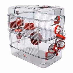 Description générale Cage sur 2 étages pour hamsters, gerbilles et souris, offrant un habitat évolutif avec des équipements v ...