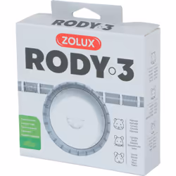 Roue d'exercice silencieuse pour petits rongeurs. connectable aux cages RODY.3 (et RODYLOUNGE). couleur blanche. taille ø 14  ...