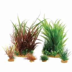 Jalaya n°3 plantes artificielles 6 pieces boite contenant 6 pieces. 4 petites pieces environ ø 2 et 3 cm hauteur de 3 à 8.5 c ...