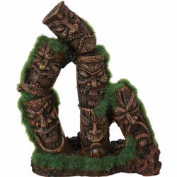 Totem 3 colonnes ki pouss. 10 x 6 x 13 cm. décoration aquarium. Décoration artificielle en forme de cabane avec graines de gl ...
