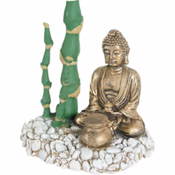 Diffuseur bouddha bambou . décoration aquarium dimension: 13 x 9 x 12 cm. Ce décor diffuseur Bouddha et bonsaï, offrira une t ...