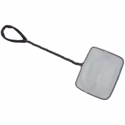 Épuisette d'aquarium rectangle, filet fin blanc avec poignée métal torsadée, recouverte de plastique. filet blanc. Dimensions ...