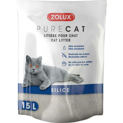 Zolux - Litière silice nature Purecat 15 litres