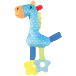 Peluche rio girafe bleu anneau à mordiller 26 cm jouet pour chiots Zolux