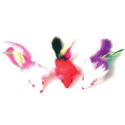 Zolux - 3 souris à plume multi couleur jouet pour chat