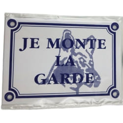Plaque (Je monte la garde) taille 14 x 10 cm, pour chien. - zolux