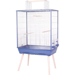 ZOLUX Cage grillagée surélevée pour oiseau Néolife - Pour perruche calopsitte canari - 81 x 48 x 152 cm - Néolife - Bleu